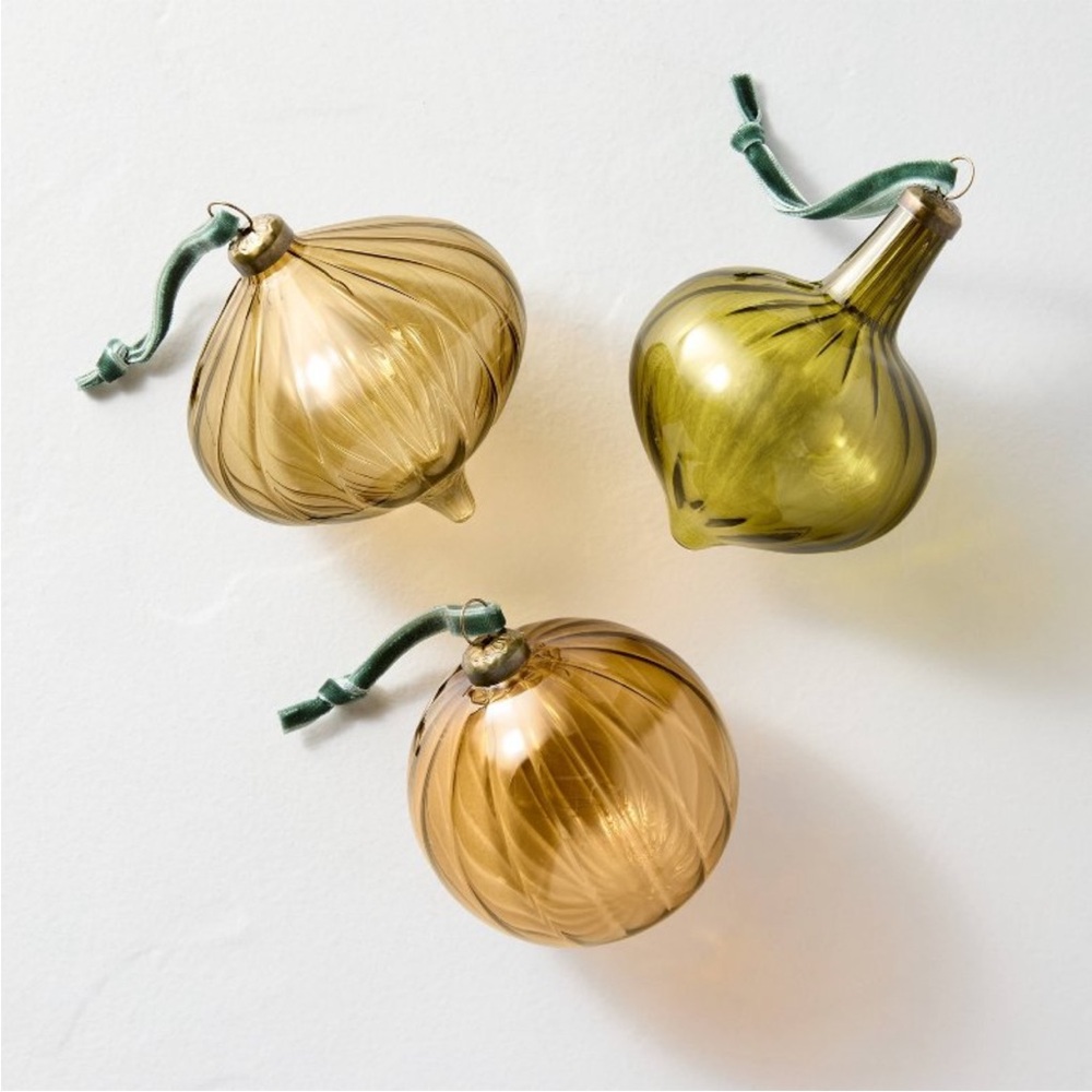 3pk Assorted Colored Glass Ornament Set - Hearth & Hand™ with Magnolia